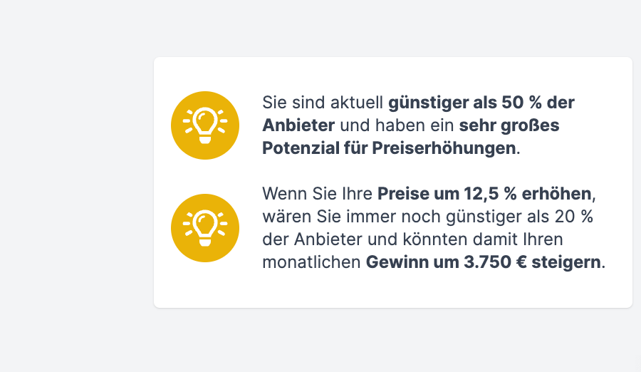 Erhalten Sie Empfehlungen zur Preissetzung